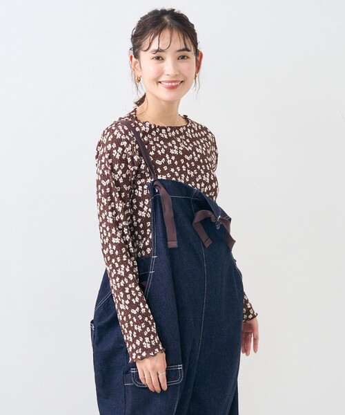 FREAK'S STORE（フリークスストア）の「プリーツ ベロア ロンT（Tシャツ/カットソー・レディース・ブラック/ブラウン/ベージュ・ﾌﾘ-）」の9枚目の写真