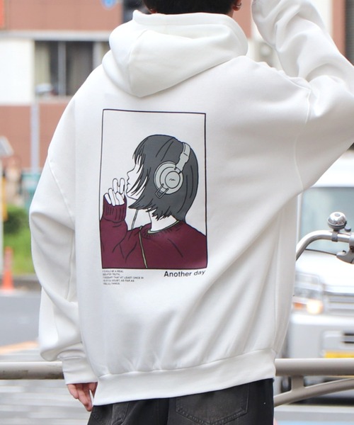 ILL'S(イルズ)の「イラストバックプリント / ワンポイント刺繍 ビッグシルエット プルオーバーパーカー フーディー カットソー ユニセックス【ILL'S】(パーカー・メンズ・グリーン系その他/グレー系その他/ブラック/ブルー/グレー系/ホワイト/ブルー系その他2/グレー系3/ホワイト系その他2/ブラック系その他2/グレー系その他3/グリーン系その他3/ホワイト系その他4/グリーン系その他4/ブラック系その他4・L/M/XL)」の19枚目の写真