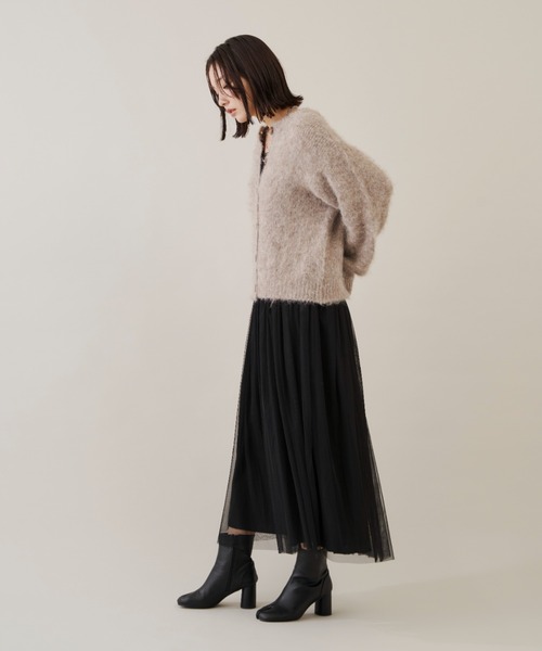 Shelly island（シェリーアイランド）の「シャギーニットカーディガン/プルオーバー（カーディガン/ボレロ・レディース・ダークグレー/ベージュ/イエロー/レッド・FREE）」の8枚目の写真