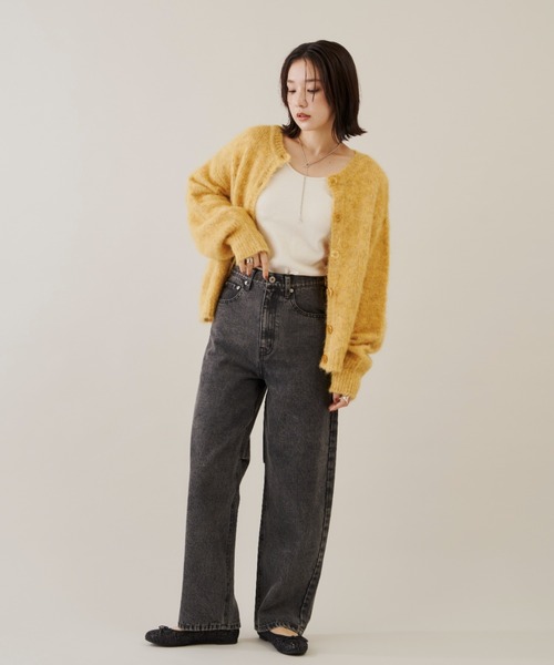 Shelly island（シェリーアイランド）の「シャギーニットカーディガン/プルオーバー（カーディガン/ボレロ・レディース・ダークグレー/ベージュ/イエロー/レッド・FREE）」の18枚目の写真