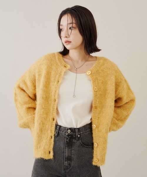 Shelly island（シェリーアイランド）の「シャギーニットカーディガン/プルオーバー（カーディガン/ボレロ・レディース・ダークグレー/ベージュ/イエロー/レッド・FREE）」の16枚目の写真