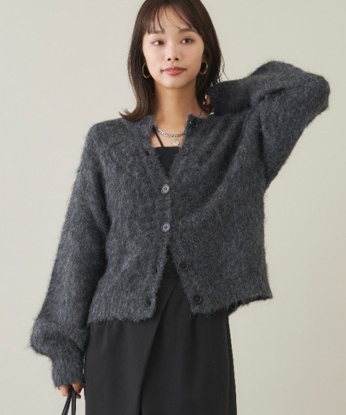 Shelly island（シェリーアイランド）の「シャギーニットカーディガン/プルオーバー（カーディガン/ボレロ・レディース・ダークグレー/ベージュ/イエロー/レッド・FREE）」の19枚目の写真