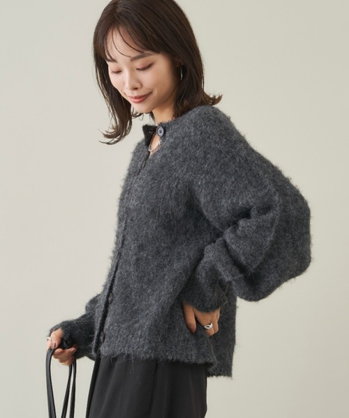 Shelly island（シェリーアイランド）の「シャギーニットカーディガン/プルオーバー（カーディガン/ボレロ・レディース・ダークグレー/ベージュ/イエロー/レッド・FREE）」の21枚目の写真