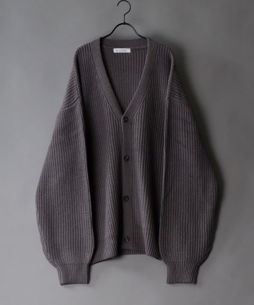 SITRY（シトリー）の「ridge knitting cardigan/畦編み ニット カーディガン/カーデ（カーディガン/ボレロ・メンズ・グリーン/アイボリー/ブラック/ダークグレー・M/L）」の3枚目の写真