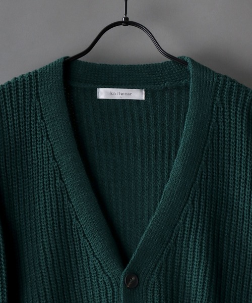 SITRY（シトリー）の「ridge knitting cardigan/畦編み ニット カーディガン/カーデ（カーディガン/ボレロ・メンズ・グリーン/アイボリー/ブラック/ダークグレー・M/L）」の9枚目の写真
