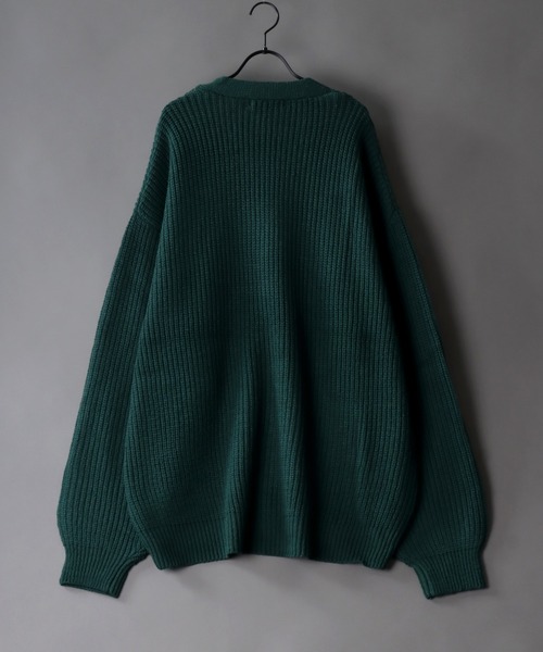 SITRY（シトリー）の「ridge knitting cardigan/畦編み ニット カーディガン/カーデ（カーディガン/ボレロ・メンズ・グリーン/アイボリー/ブラック/ダークグレー・M/L）」の12枚目の写真