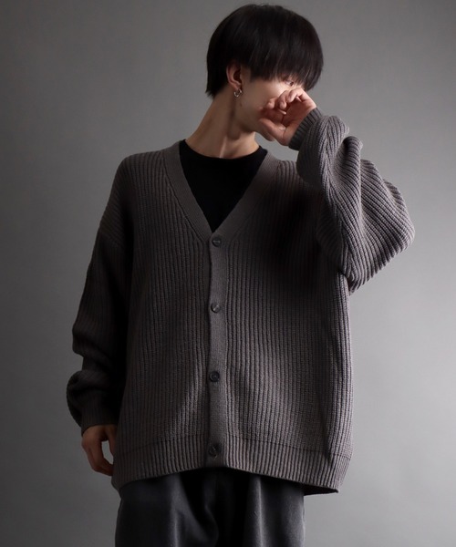 SITRY（シトリー）の「ridge knitting cardigan/畦編み ニット カーディガン/カーデ（カーディガン/ボレロ・メンズ・グリーン/アイボリー/ブラック/ダークグレー・M/L）」の14枚目の写真