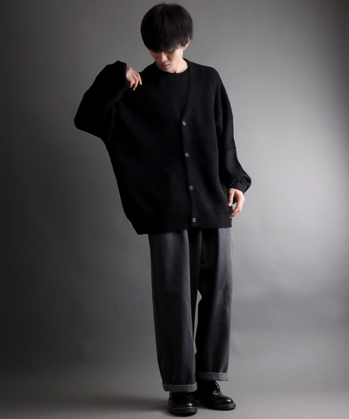 SITRY（シトリー）の「ridge knitting cardigan/畦編み ニット カーディガン/カーデ（カーディガン/ボレロ・メンズ・グリーン/アイボリー/ブラック/ダークグレー・M/L）」の17枚目の写真