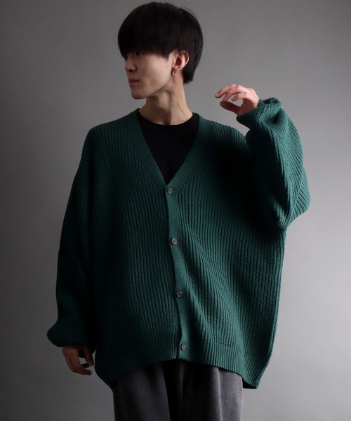 SITRY（シトリー）の「ridge knitting cardigan/畦編み ニット カーディガン/カーデ（カーディガン/ボレロ・メンズ・グリーン/アイボリー/ブラック/ダークグレー・M/L）」の15枚目の写真