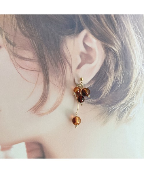 tone（トーン）の「【amechan】つぶつぶ飴色（ピアス）(MA)（ピアス（両耳用）・レディース・ブラウン・FREE）」の7枚目の写真