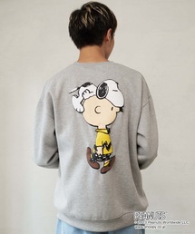 【OUTDOOR PRODUCTS/アウトドアプロダクツ】【PEANUTS/ピーナッツ】 スヌーピー オラフ チャーリーブラウン コラボ 裏起毛 クルートレーナ- スウェット ドロップショルダー オーバーサイズ バックプリント