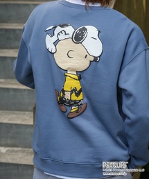 【OUTDOOR PRODUCTS/アウトドアプロダクツ】【PEANUTS/ピーナッツ】 スヌーピー オラフ チャーリーブラウン コラボ 裏起毛 クルートレーナ- スウェット ドロップショルダー オーバーサイズ バックプリント