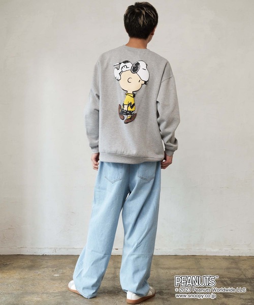 PEANUTS(ピーナッツ)の「【OUTDOOR PRODUCTS/アウトドアプロダクツ】【PEANUTS/ピーナッツ】 スヌーピー オラフ チャーリーブラウン コラボ 裏起毛 クルートレーナ- スウェット ドロップショルダー オーバーサイズ バックプリント(スウェット・メンズ・杢グレー/ブルーグレー/オフホワイト/ピンク・LARGE/MEDIUM/X-LARGE)」の8枚目の写真