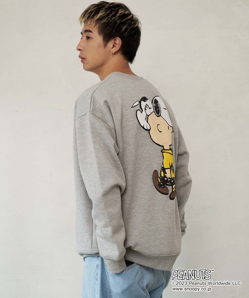 PEANUTS(ピーナッツ)の「【OUTDOOR PRODUCTS/アウトドアプロダクツ】【PEANUTS/ピーナッツ】 スヌーピー オラフ チャーリーブラウン コラボ 裏起毛 クルートレーナ- スウェット ドロップショルダー オーバーサイズ バックプリント(スウェット・メンズ・杢グレー/ブルーグレー/オフホワイト/ピンク・LARGE/MEDIUM/X-LARGE)」の13枚目の写真