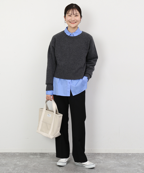 SLOBE IENA（スローブイエナ）の「センタープレスパンツ（スラックス・レディース・ブラウン/サックスブルー/ブラック・36/34/40/38）」の4枚目の写真