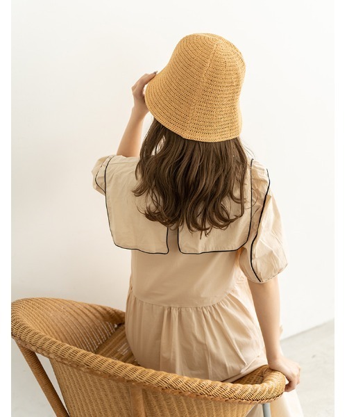 chocomee（チョコミー）の「paper bucket hat（ハット・レディース・ベージュ/アイボリー・FREE）」の7枚目の写真