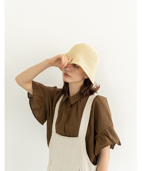 chocomee（チョコミー）の「paper bucket hat（ハット・レディース・ベージュ/アイボリー・FREE）」の3枚目の写真
