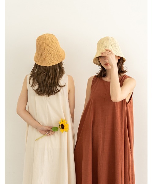 chocomee（チョコミー）の「paper bucket hat（ハット・レディース・ベージュ/アイボリー・FREE）」の5枚目の写真