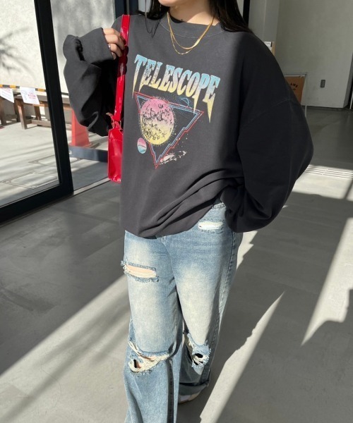 nemne store(ネンネストア)の「【低身長サイズあり】ピグメントスウェット(スウェット・レディース・ブラック/ネイビー・MEDIUM/SMALL)」の4枚目の写真