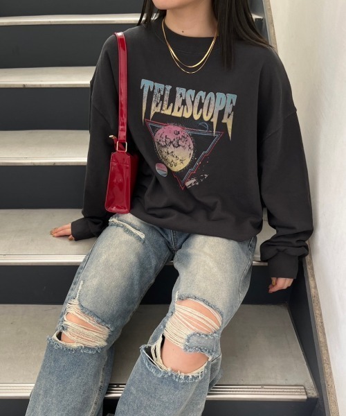 nemne store(ネンネストア)の「【低身長サイズあり】ピグメントスウェット(スウェット・レディース・ブラック/ネイビー・MEDIUM/SMALL)」の5枚目の写真