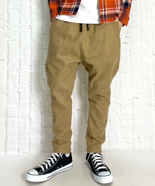 セール】ウール調 裏起毛 ツイード テーパード ジョガーパンツ