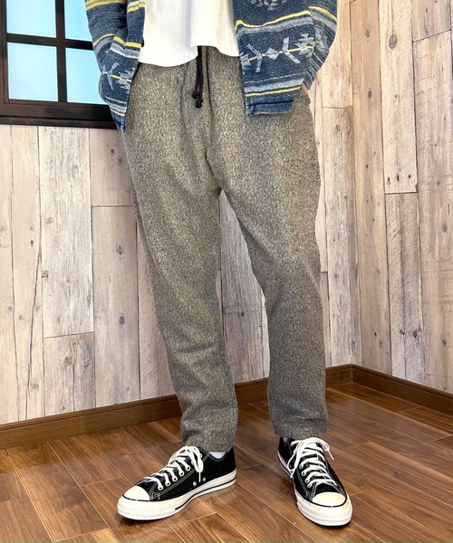 セール】ウール調 裏起毛 ツイード テーパード ジョガーパンツ