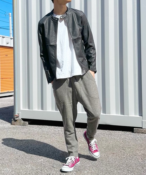 セール】ウール調 裏起毛 ツイード テーパード ジョガーパンツ