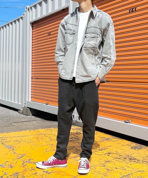 セール】ウール調 裏起毛 サルエルパンツ ツイード テーパード