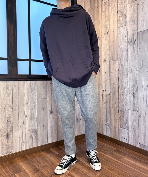 セール】ウール調 裏起毛 サルエルパンツ ツイード テーパード