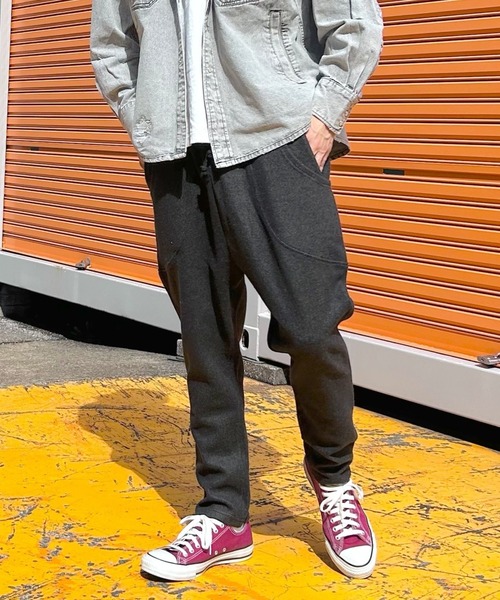 セール】ウール調 裏起毛 ツイード テーパード ジョガーパンツ