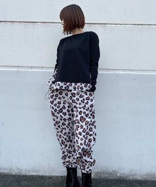 nina mew（ニーナミュウ）の「ヒョウ柄ドローコードロンT（Tシャツ/カットソー・レディース・マルチ/ブラウン・FREE）」の9枚目の写真
