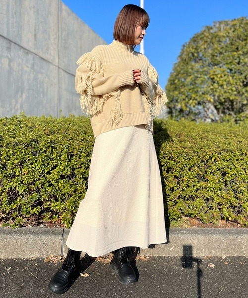 nina mew(ニーナミュウ)の「フリンジニット(ニット/セーター・レディース・ブラック/ベージュ・FREE)」の12枚目の写真