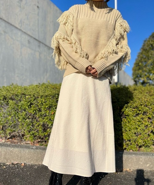 nina mew(ニーナミュウ)の「フリンジニット(ニット/セーター・レディース・ブラック/ベージュ・FREE)」の13枚目の写真