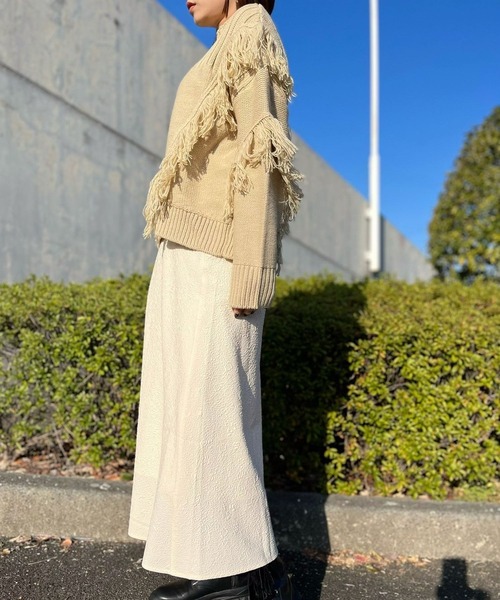 nina mew(ニーナミュウ)の「フリンジニット(ニット/セーター・レディース・ブラック/ベージュ・FREE)」の14枚目の写真