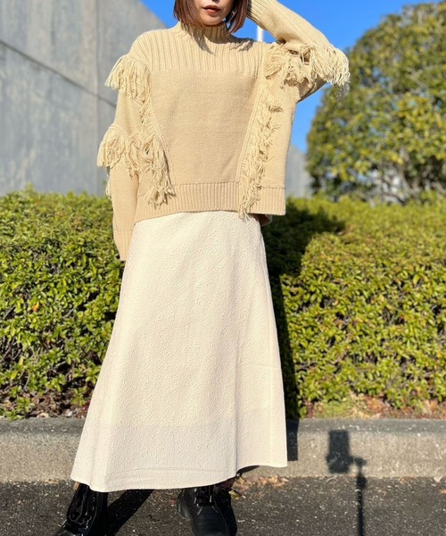 nina mew(ニーナミュウ)の「フリンジニット(ニット/セーター・レディース・ブラック/ベージュ・FREE)」の16枚目の写真