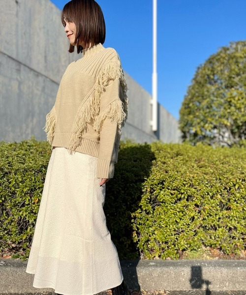 nina mew(ニーナミュウ)の「フリンジニット(ニット/セーター・レディース・ブラック/ベージュ・FREE)」の17枚目の写真