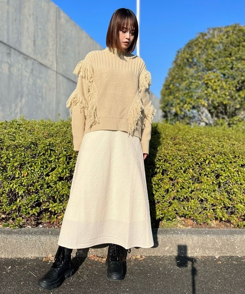 nina mew(ニーナミュウ)の「フリンジニット(ニット/セーター・レディース・ブラック/ベージュ・FREE)」の18枚目の写真