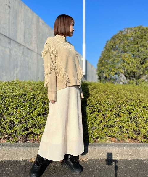 nina mew(ニーナミュウ)の「フリンジニット(ニット/セーター・レディース・ブラック/ベージュ・FREE)」の19枚目の写真
