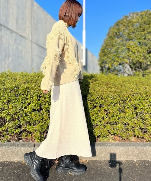nina mew(ニーナミュウ)の「フリンジニット(ニット/セーター・レディース・ブラック/ベージュ・FREE)」の20枚目の写真
