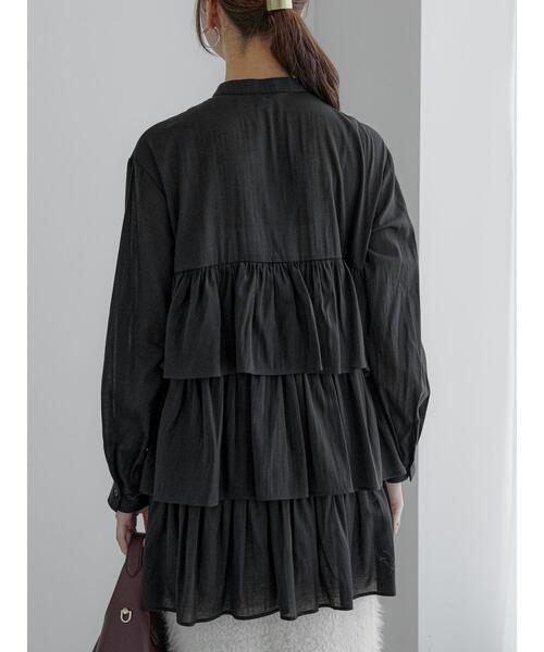 Te chichi（テチチ）の「ティアードチュニックブラウス（シャツ/ブラウス・レディース・ブラック/サックスブルー/オフホワイト・F）」の11枚目の写真