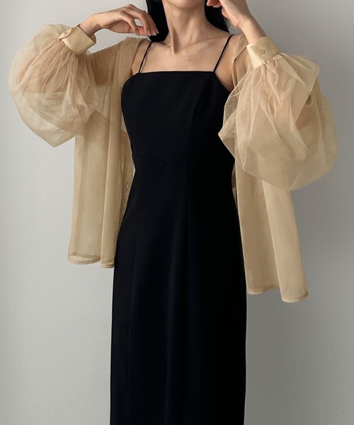 Louere(ルエレ)の「チュールボリュームスリーブシアーシャツ(シャツ/ブラウス・レディース・アイボリー/ブラック/ピンク/グレー/ベージュ/ホワイト/ブラウン・X-LARGE/LARGE/MEDIUM/SMALL)」の6枚目の写真