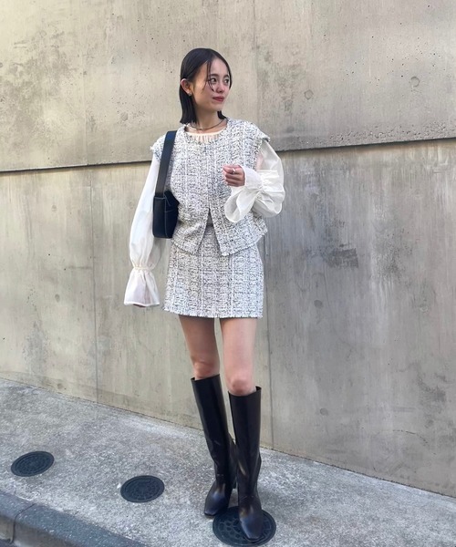 mystic（ミスティック）の「【森川企画】ツィードベストスカパンSET（アンサンブル・レディース・ブラック/オフホワイト・1/2）」の14枚目の写真