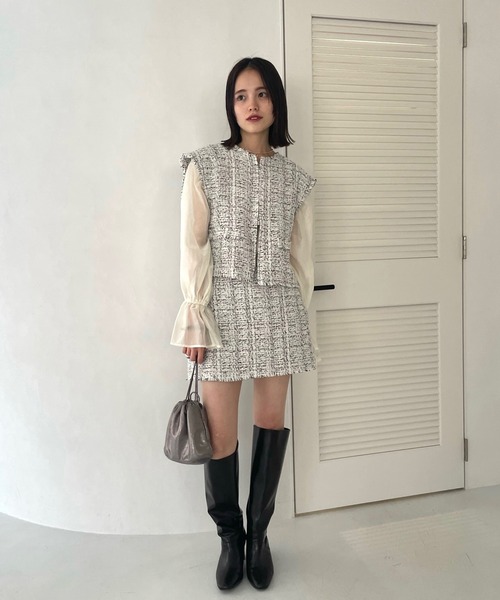 mystic（ミスティック）の「【森川企画】ツィードベストスカパンSET（アンサンブル・レディース・ブラック/オフホワイト・1/2）」の11枚目の写真