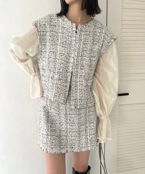 mystic（ミスティック）の「【森川企画】ツィードベストスカパンSET（アンサンブル・レディース・ブラック/オフホワイト・1/2）」の13枚目の写真