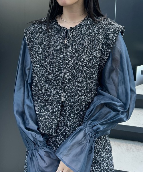 mystic（ミスティック）の「【森川企画】ツィードベストスカパンSET（アンサンブル・レディース・ブラック/オフホワイト・1/2）」の6枚目の写真