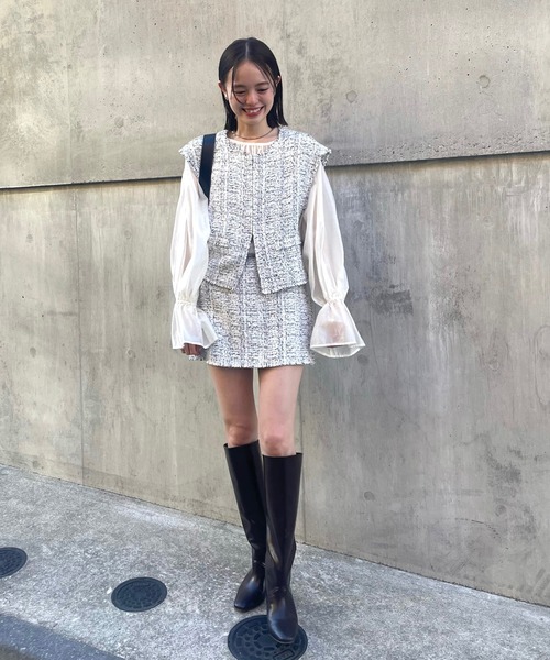 mystic（ミスティック）の「【森川企画】ツィードベストスカパンSET（アンサンブル・レディース・ブラック/オフホワイト・1/2）」の15枚目の写真