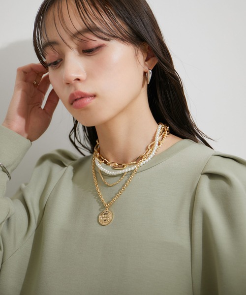VIS（ビス）の「チェーンレイヤードコインネックレス（ネックレス・レディース・シルバー/ゴールド・FREE）」の3枚目の写真