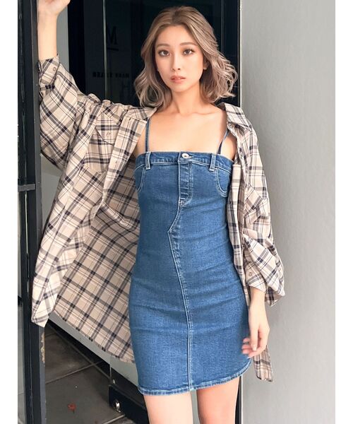 GYDA（ジェイダ）の「BIG checkシャツ（シャツ/ブラウス・レディース・ネイビー/オフホワイト/ベージュ・FREE）」の3枚目の写真