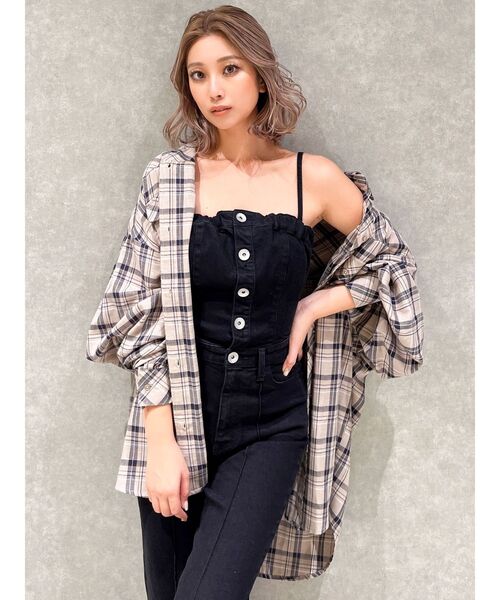 GYDA（ジェイダ）の「BIG checkシャツ（シャツ/ブラウス・レディース・ネイビー/オフホワイト/ベージュ・FREE）」の18枚目の写真