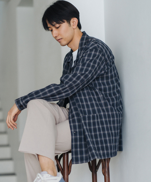 EDIFICE（エディフィス）の「シアサッカー シャツカバーオール（その他アウター・メンズ・ブラック系その他/ベージュ・MEDIUM/LARGE）」の4枚目の写真